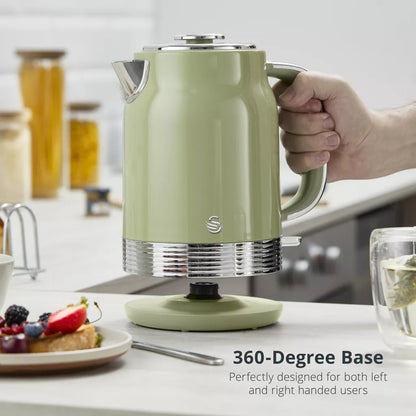 Swan Swan Retro Jug Kettle & 2 Slice Toaster Kitchen Set (Green)