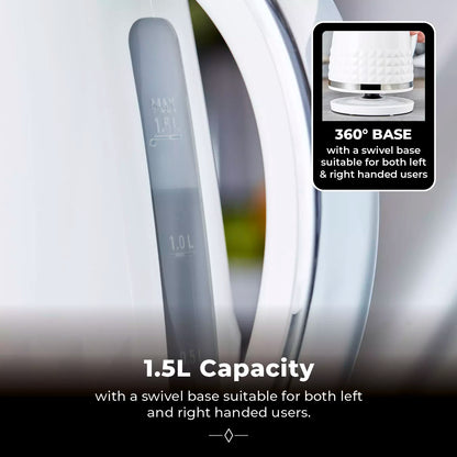 Tower Tower Solitaire Kettle, 2 Slice Toaster, Bread Bin & Canisters Kitchen Set (White)