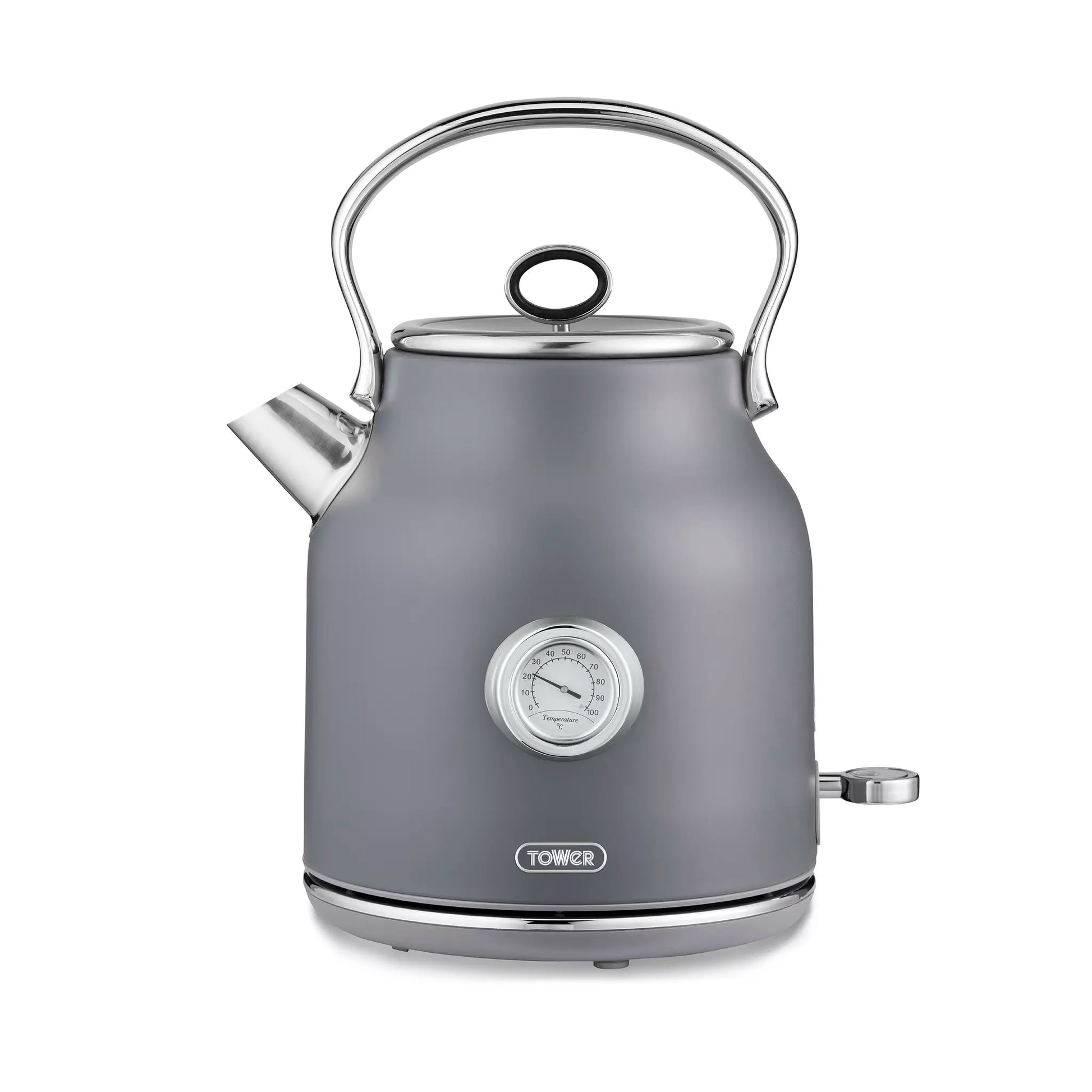Tower Tower Renaissance Kettle, 4 Slice Toaster, Bread Bin & Canisters Kitchen Set (Grey)