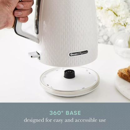 Swan Elegance Jug Kettle, 4 Slice Toaster & Microwave Kitchen Set (White)