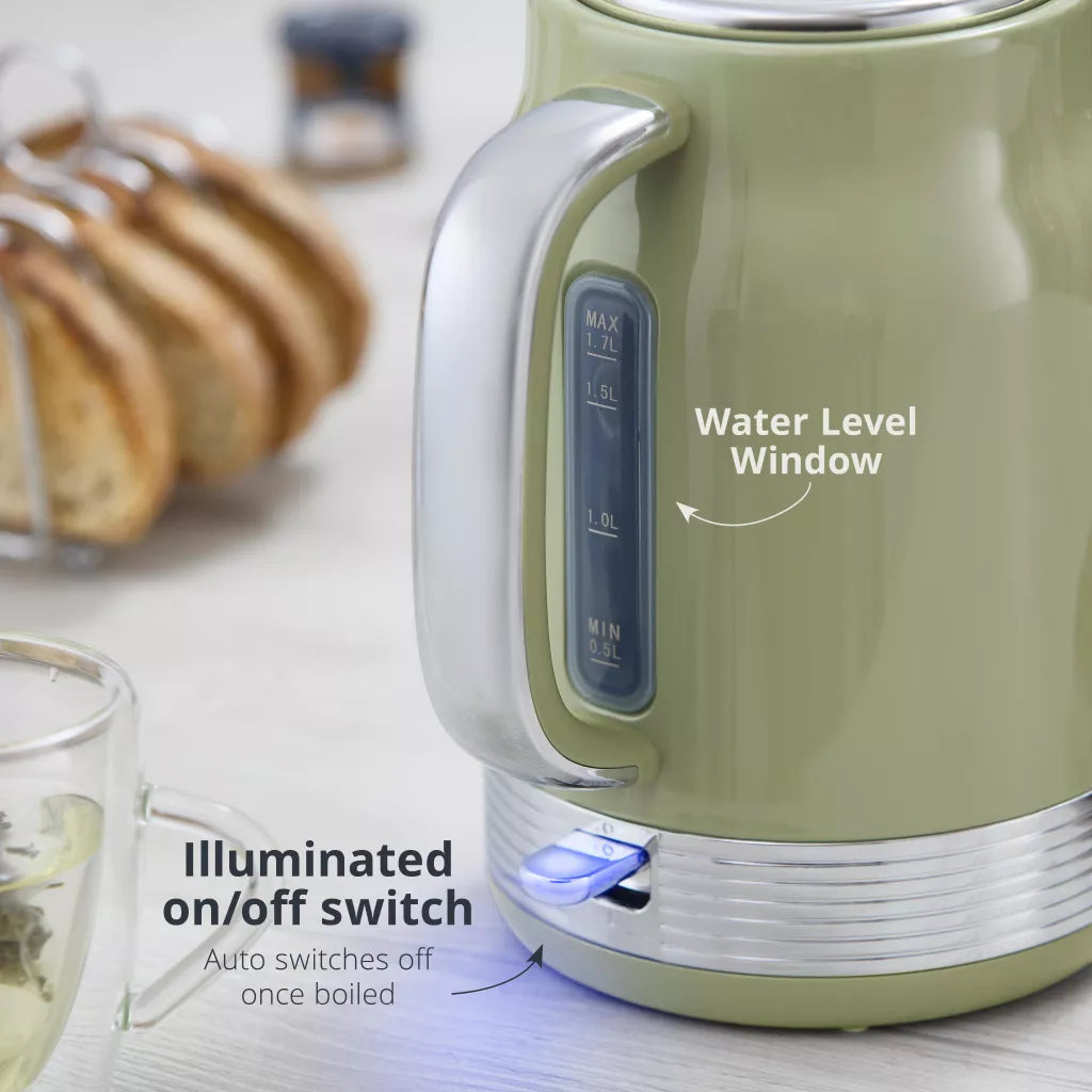 Swan Swan Retro Jug Kettle & 4 Slice Toaster Kitchen Set (Green)