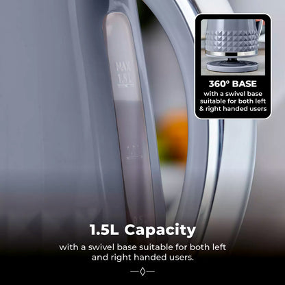 Tower (Amazon) Tower Solitaire Jug Kettle & 2 Slice Toaster Kitchen Set (Grey)