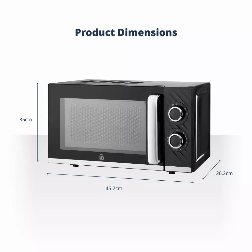 Swan Windsor Kettle, 2 Slice Toaster & Microwave Kitchen Set (Black)