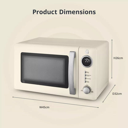 Swan Retro Pyramid Kettle, 4 Slice Toaster & Microwave Kitchen Set (Chantilly Cream)