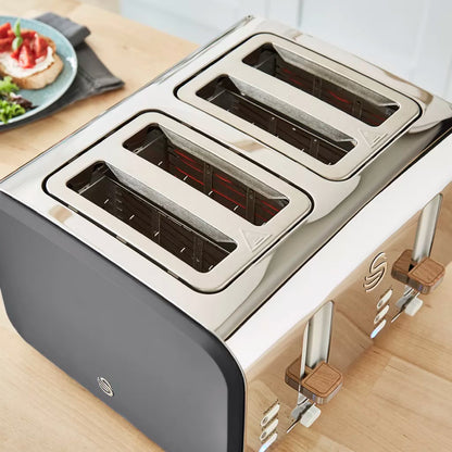 Swan Nordic Jug Kettle, 4 Slice Toaster & Microwave Kitchen Set (Grey)