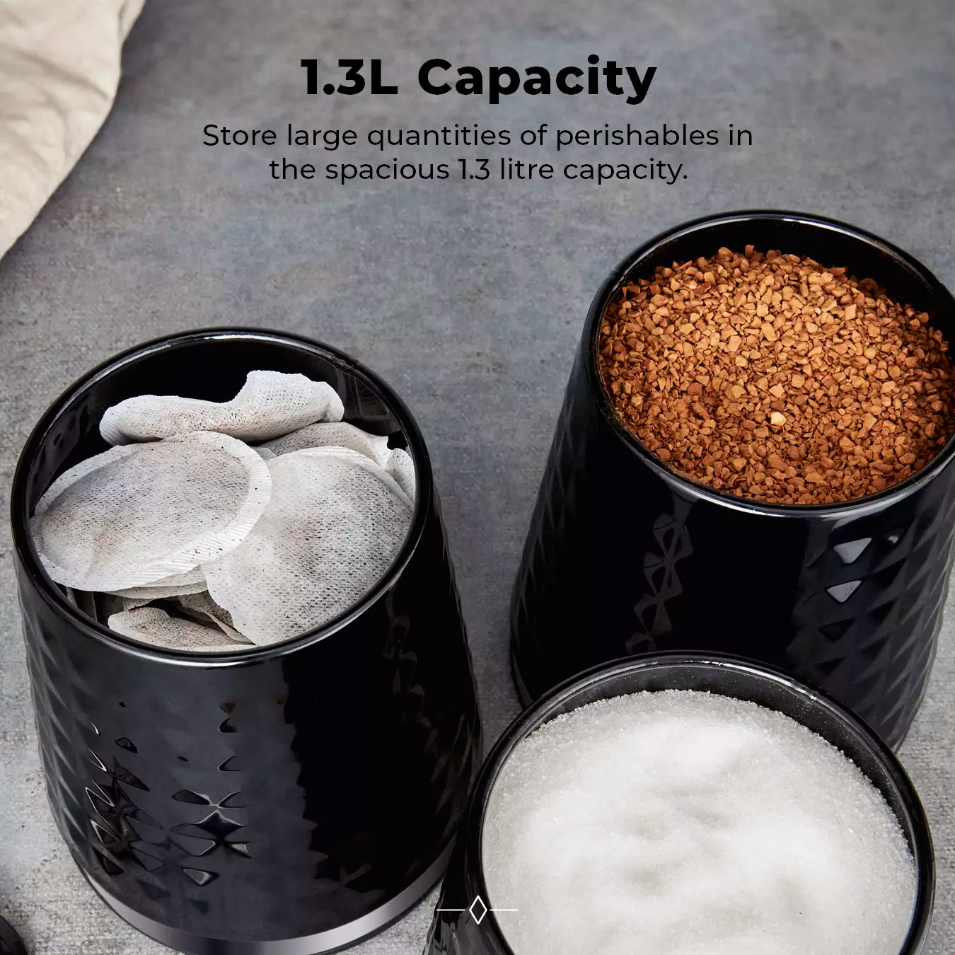 Tower Tower Solitaire Bread Bin & Canisters Kitchen Storage Set (Black)