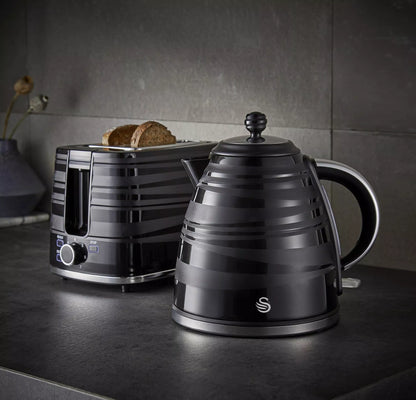 Swan Swan Symphony Kettle & 2 Slice Toaster Kitchen Set (Black)