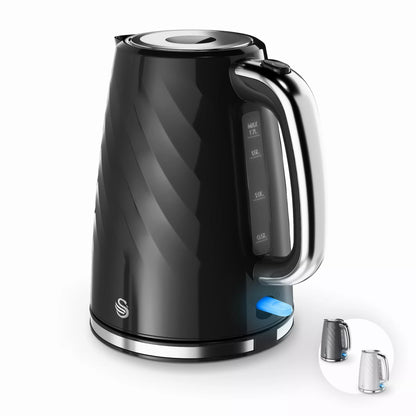 Swan Windsor Kettle & 2 Slice Toaster Kitchen Set (Black)
