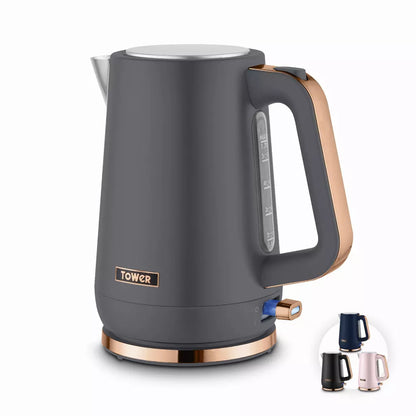 Tower Cavaletto Jug Kettle, 2 Slice Toaster & Microwave Kitchen Set (Grey)