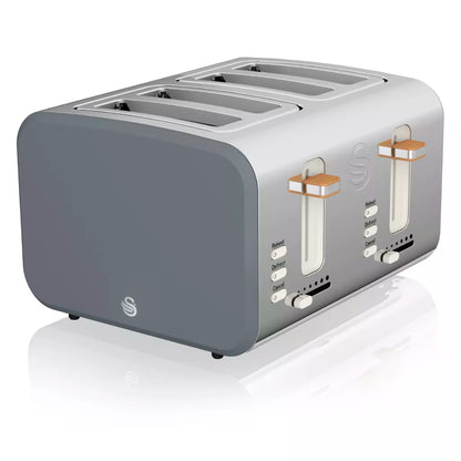 Swan Nordic Jug Kettle, 4 Slice Toaster & Microwave Kitchen Set (Grey)