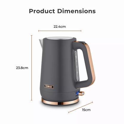 Tower Cavaletto Jug Kettle, 2 Slice Toaster & Microwave Kitchen Set (Grey)