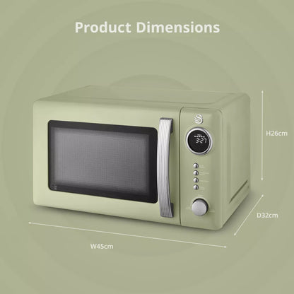 Swan Retro Pyramid Kettle, 4 Slice Toaster & Microwave Kitchen Set (Green)