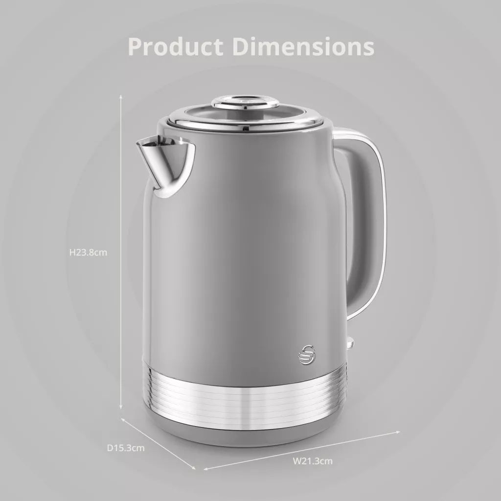 Swan Swan Retro Jug Kettle, 2 Slice Toaster & Canisters Kitchen Set (Grey)