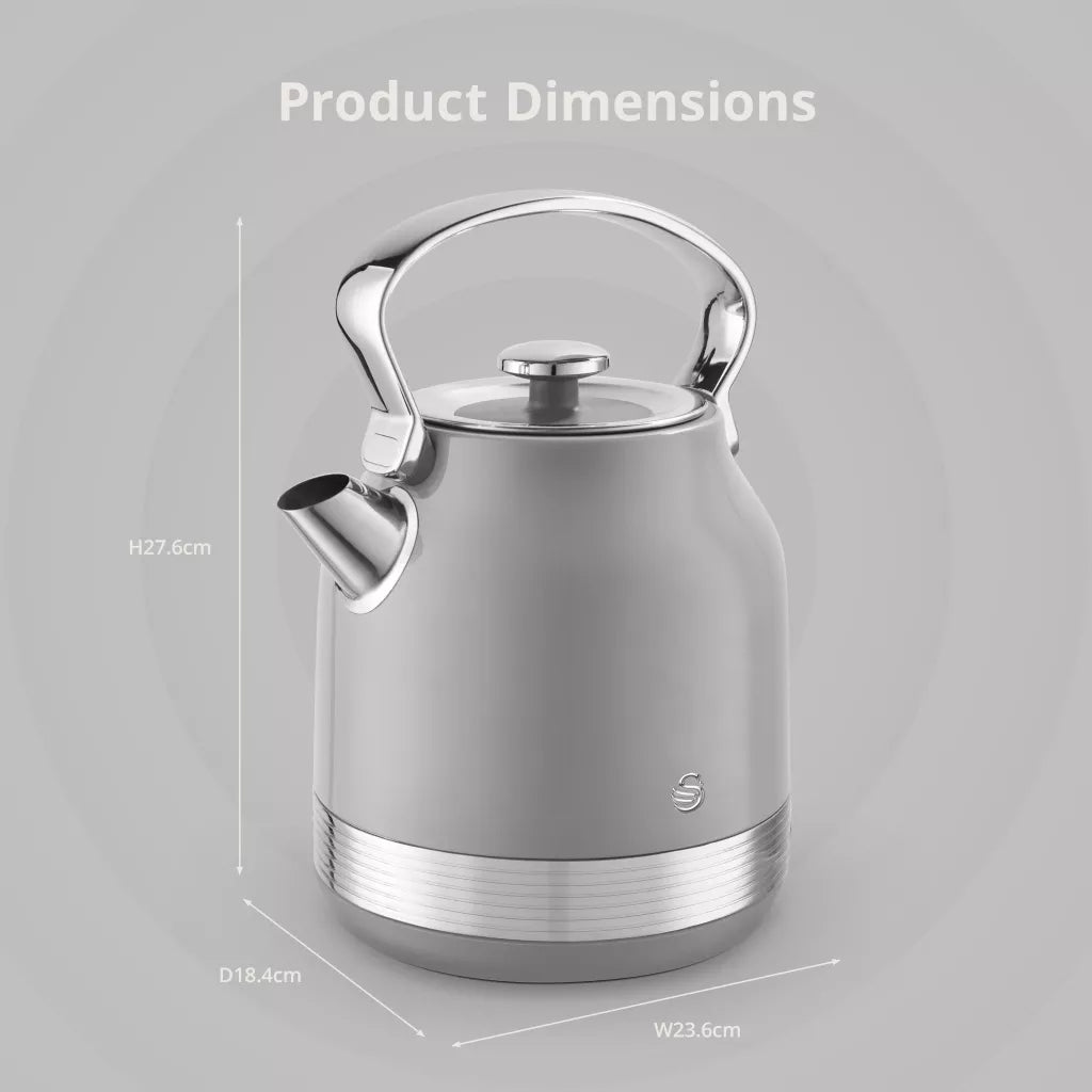 Swan Swan Retro Pyramid Kettle & 4 Slice Toaster Kitchen Set (Grey)