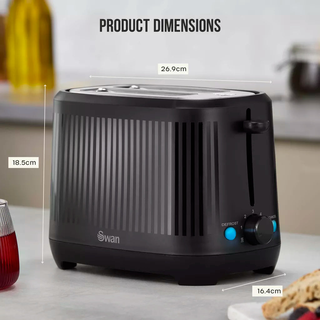 Swan Linea Electric Kettle & 2 Slice Toaster Kitchen Set (Black)