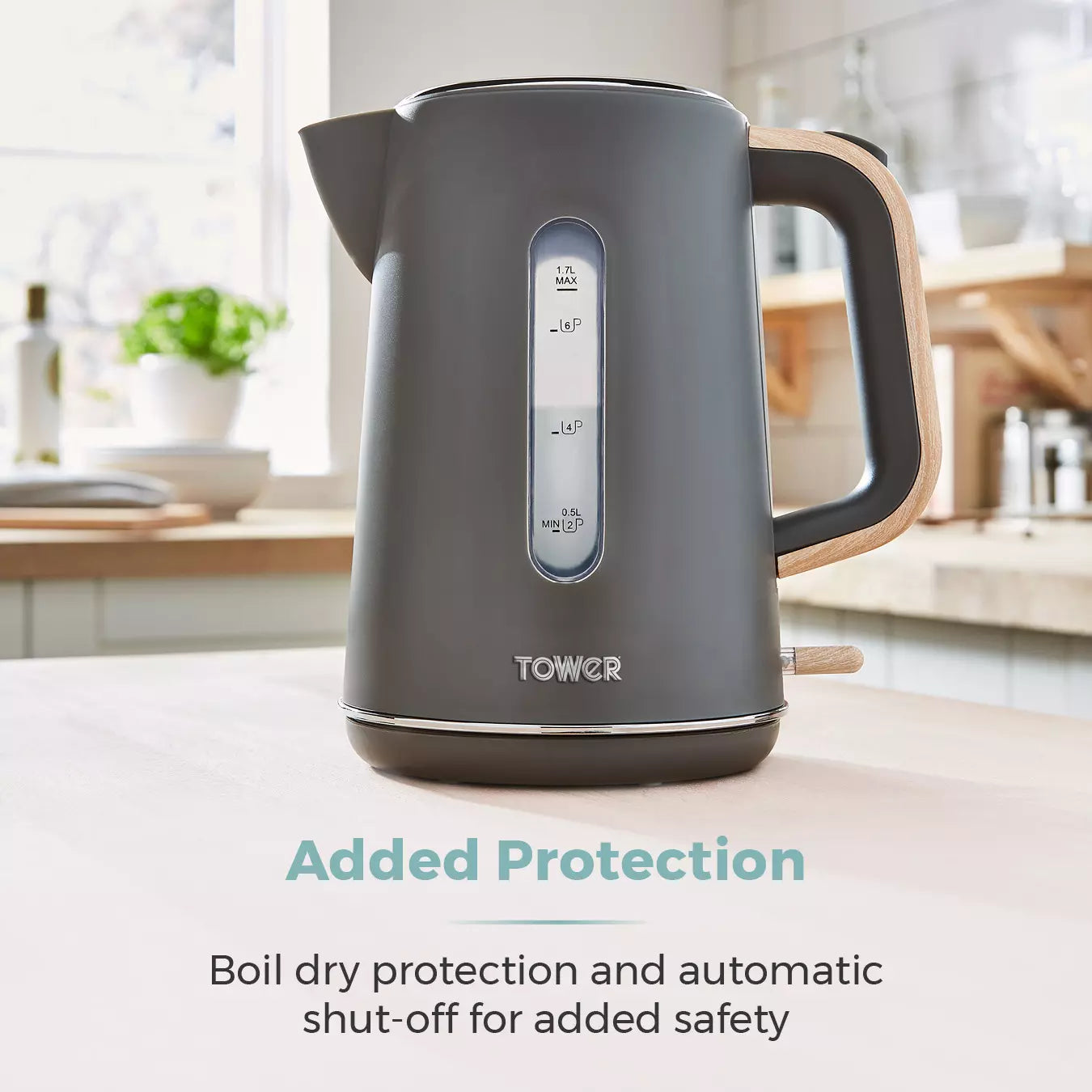 Tower Tower Scandi Kettle & 2 Slice Toaster Kitchen Set (Dark Grey)