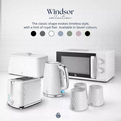 Swan Windsor Kettle & 2 Slice Toaster Kitchen Set (White)