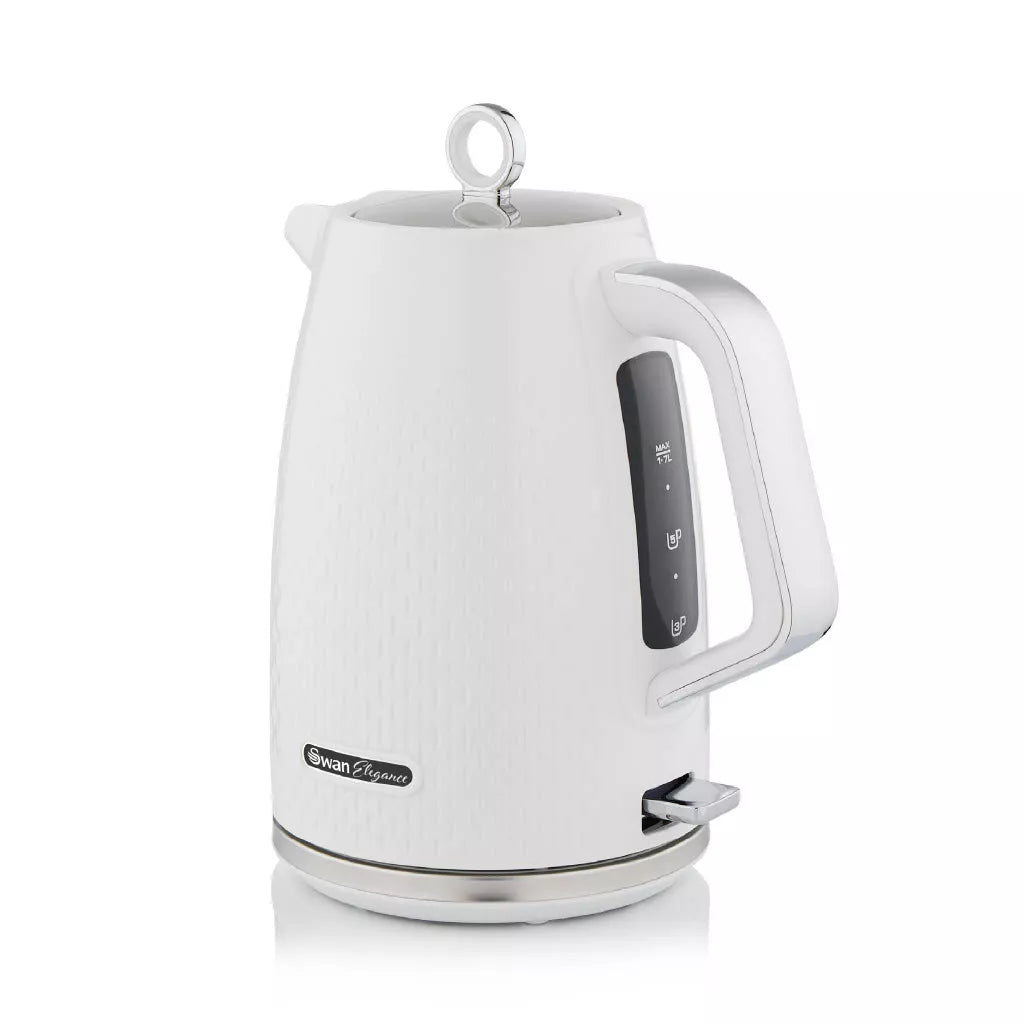 Swan Elegance Jug Kettle, 4 Slice Toaster & Microwave Kitchen Set (White)