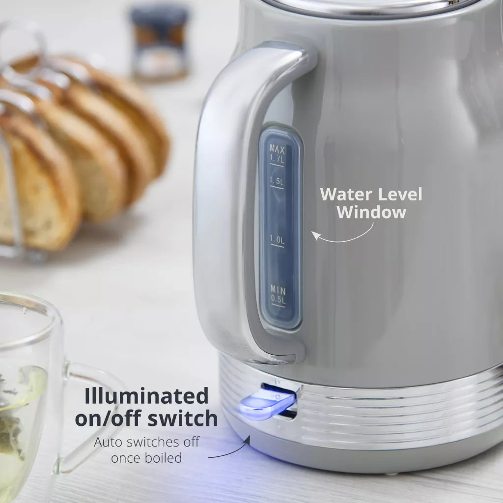 Swan Swan Retro Jug Kettle, 2 Slice Toaster & Canisters Kitchen Set (Grey)