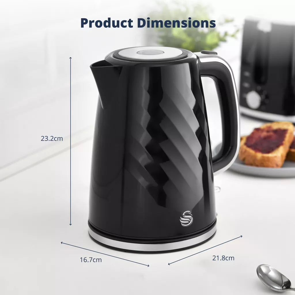 Swan Windsor Kettle & 2 Slice Toaster Kitchen Set (Black)