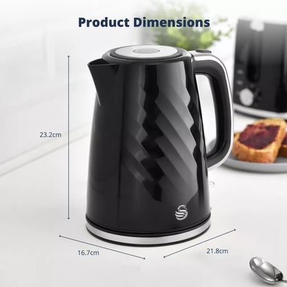 Swan Windsor Kettle & 2 Slice Toaster Kitchen Set (Black)