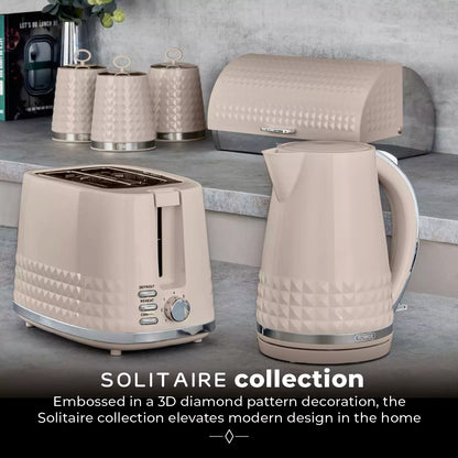Tower Tower Solitaire Kettle & 2 Slice Toaster Kitchen Set (Latte)