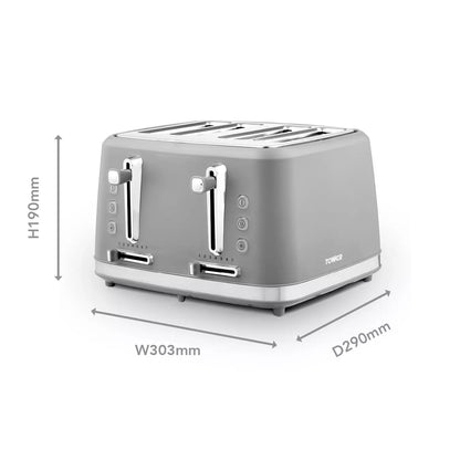 Tower Odyssey 4 Slice Toaster Wide Slots T20071GB (Grey)