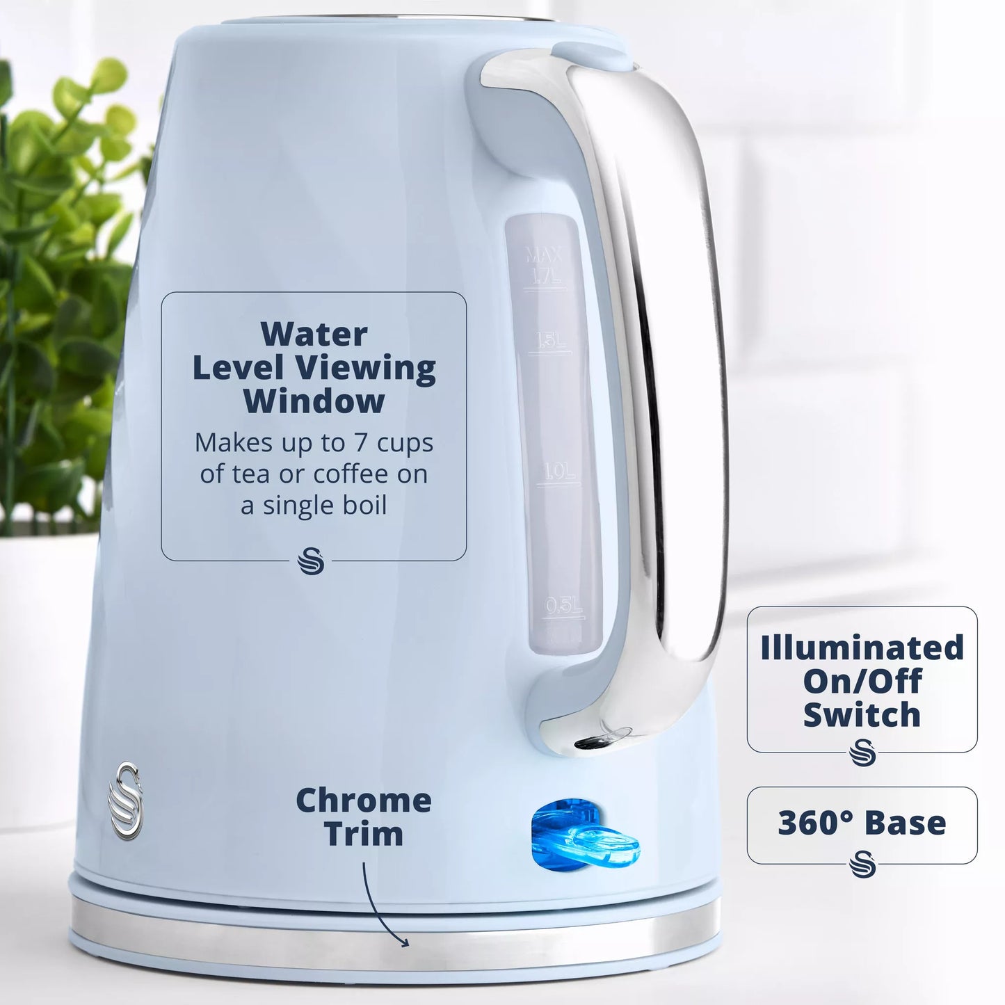 Swan 1.7L Textured Windsor Kettle SK14611BLU (Midnight Blue)