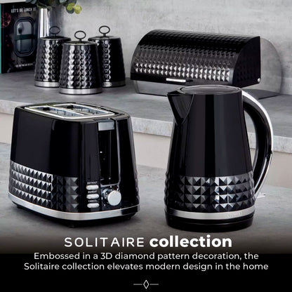 Tower Tower Solitaire Bread Bin & Canisters Kitchen Storage Set (Black)