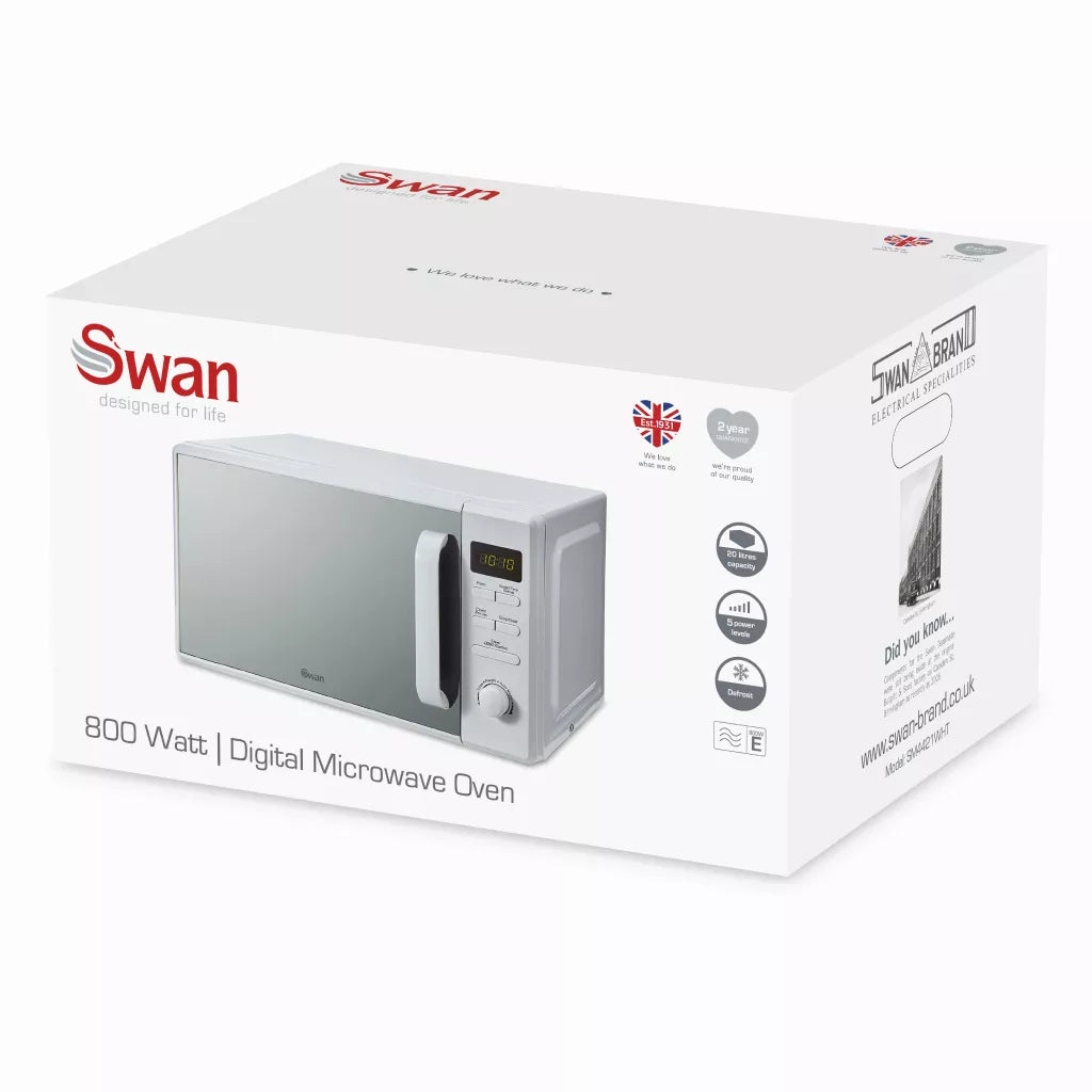 Swan Swan 20 Litre 800W Digital Microwave SM4421WHT (White)