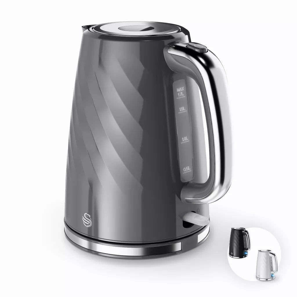 Swan Windsor Kettle & 2 Slice Toaster Kitchen Set (Grey)