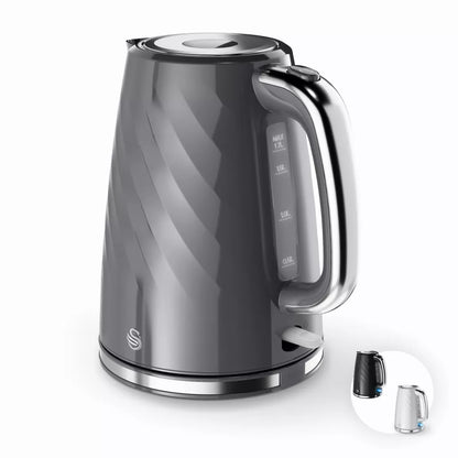 Swan Windsor Kettle & 2 Slice Toaster Kitchen Set (Grey)