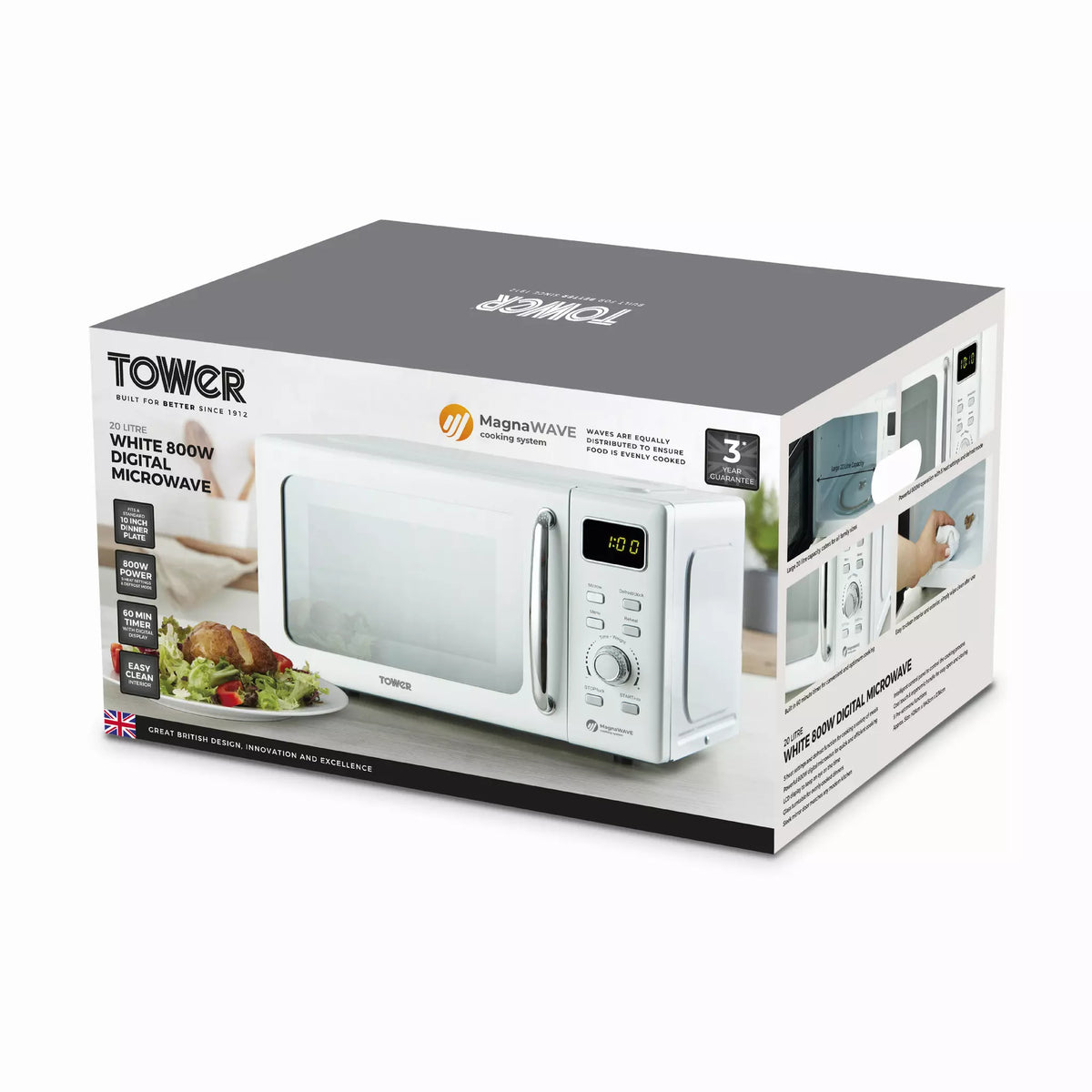Tower Tower 20 Litre 800W Digital Microwave T24041WHT (White)