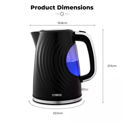 Tower Sonar Kettle, 2 Slice Toaster & Microwave Kitchen Set (Black)