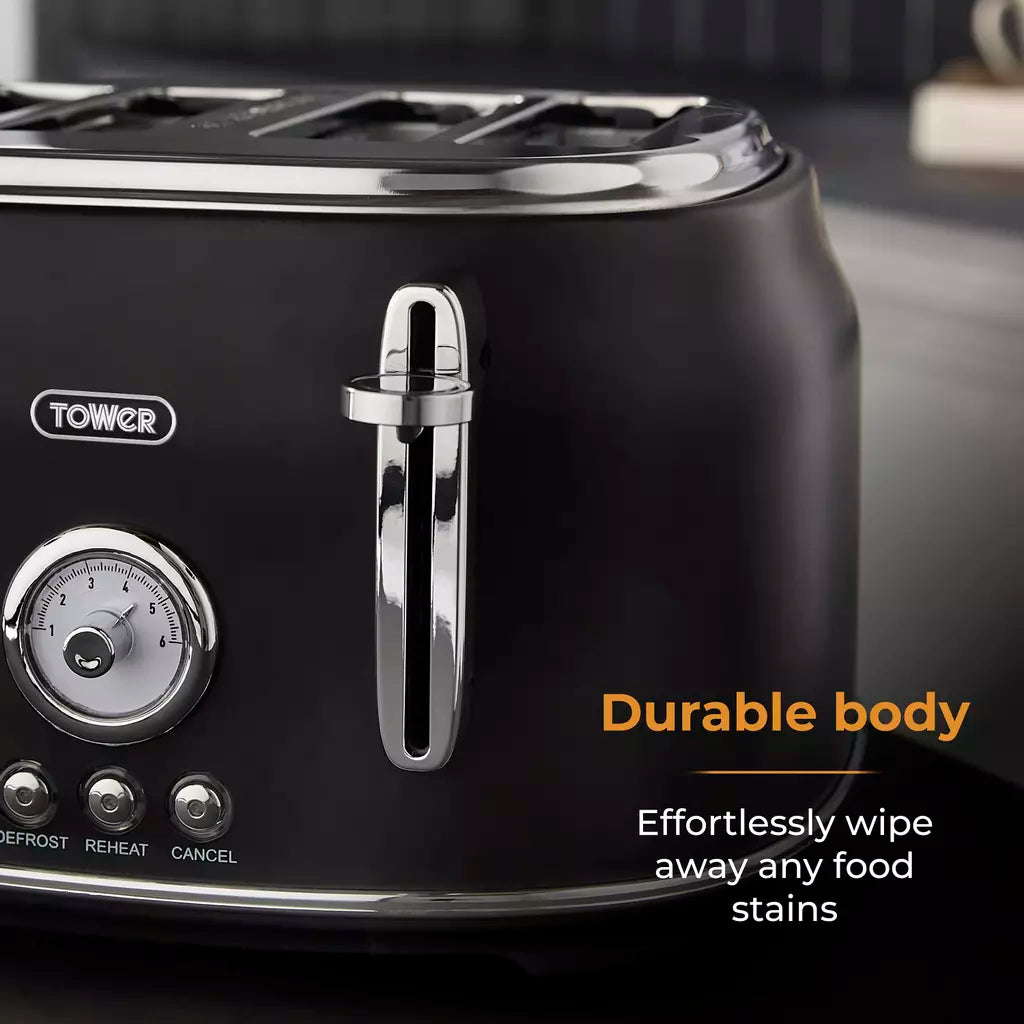 Tower Tower Renaissance Kettle & 4 Slice Toaster Kitchen Set (Black)