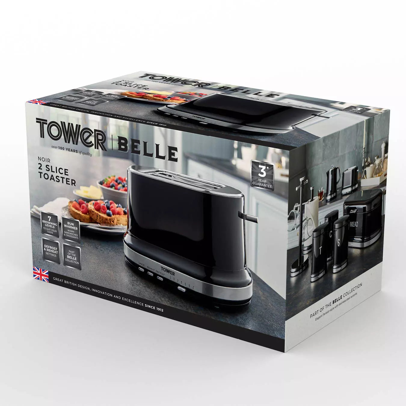 Tower Belle 2 Slice Toaster T20043NOR (Black Noir)