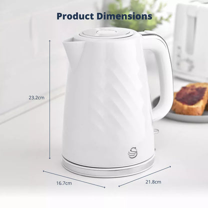 Swan Windsor Kettle & 2 Slice Toaster Kitchen Set (White)