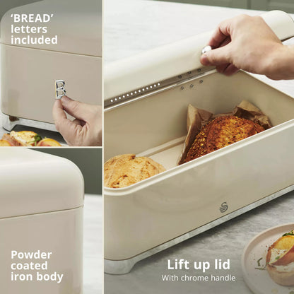 Swan Solace Bread Bin SWKA18540CRM (Cream) - Vibe Home