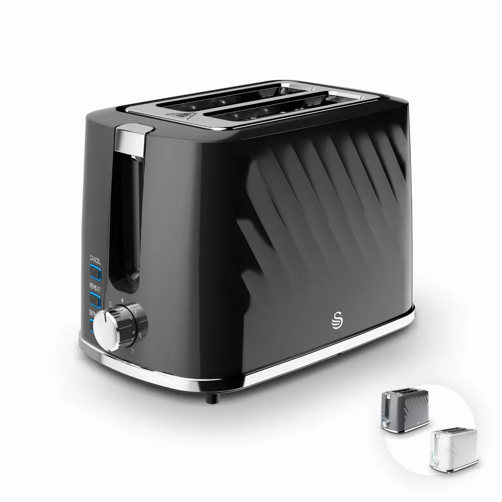 Swan Windsor Kettle & 2 Slice Toaster Kitchen Set (Black)