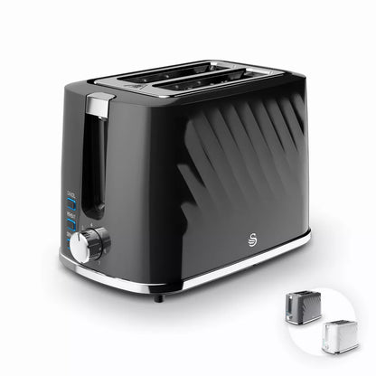 Swan Windsor Kettle & 2 Slice Toaster Kitchen Set (Black)