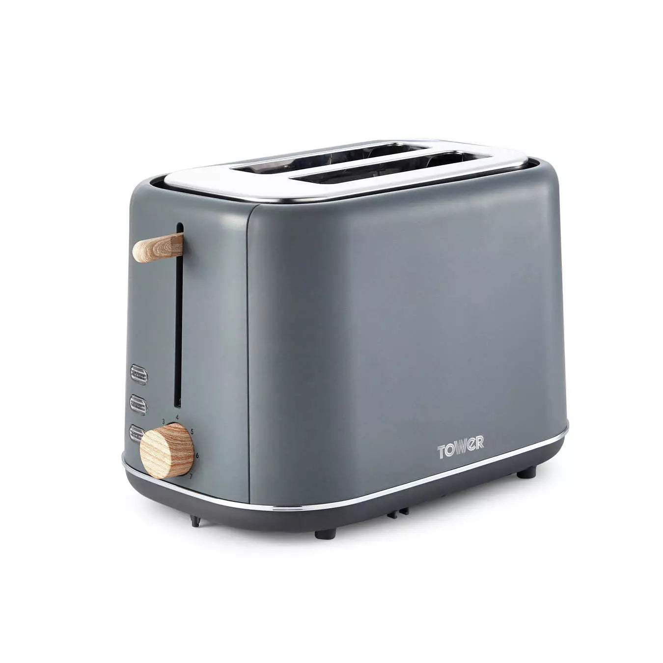 Tower Tower Scandi Kettle & 2 Slice Toaster Kitchen Set (Dark Grey)