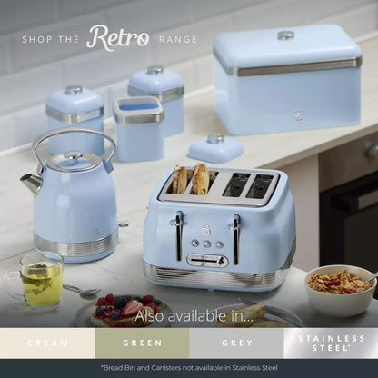Swan Swan Retro Jug Kettle & 4 Slice Toaster Kitchen Set (Chantilly Cream)