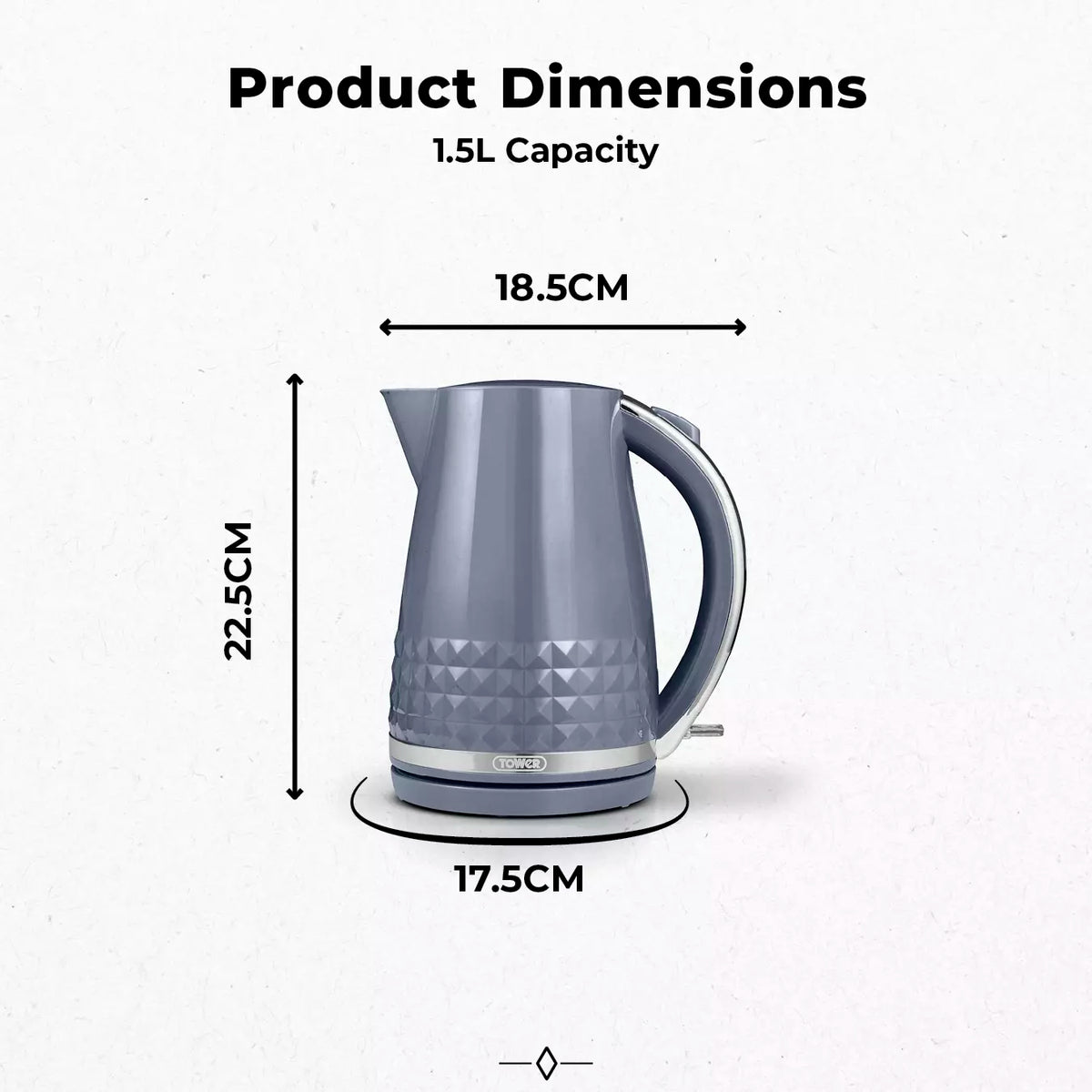 Tower (Amazon) Tower Solitaire Jug Kettle & 2 Slice Toaster Kitchen Set (Grey)