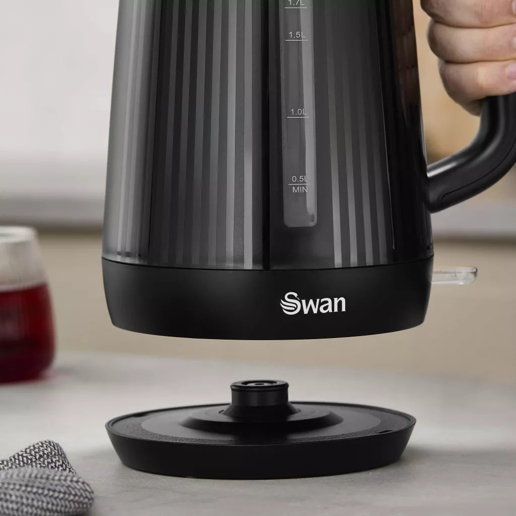 Swan Linea Electric Kettle & 2 Slice Toaster Kitchen Set (Black)