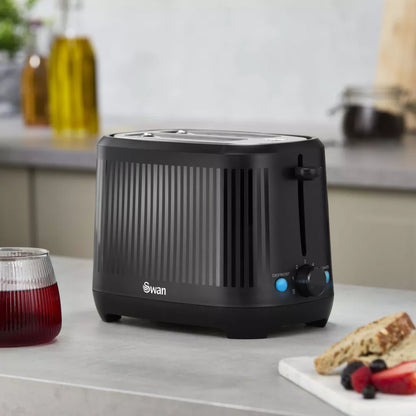 Swan Linea Electric Kettle & 2 Slice Toaster Kitchen Set (Black)
