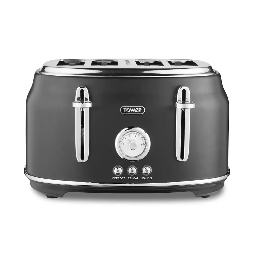 Tower Tower Renaissance Kettle & 4 Slice Toaster Kitchen Set (Black)