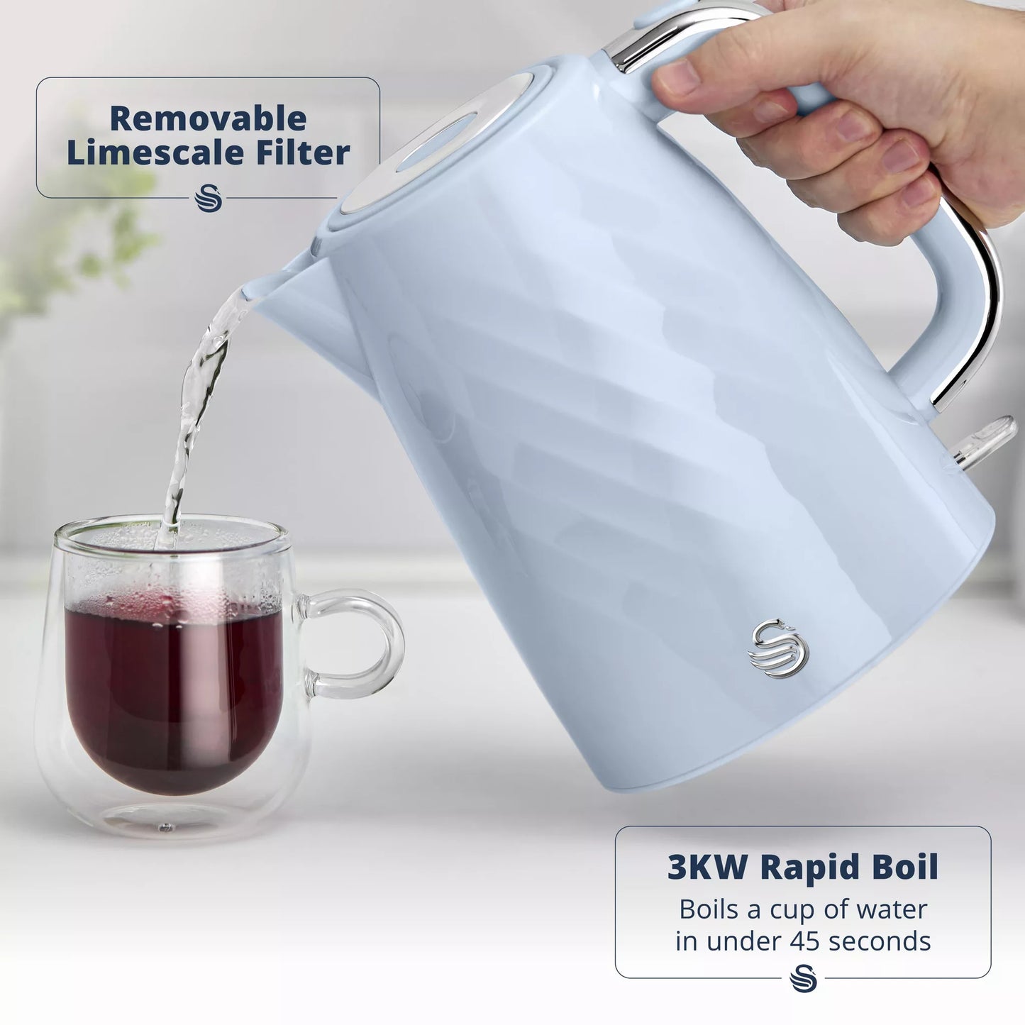 Swan 1.7L Textured Windsor Kettle SK14611BLU (Midnight Blue)