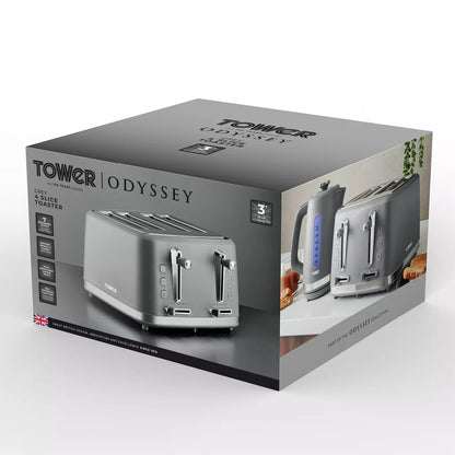 Tower Odyssey 4 Slice Toaster Wide Slots T20071GB (Grey)