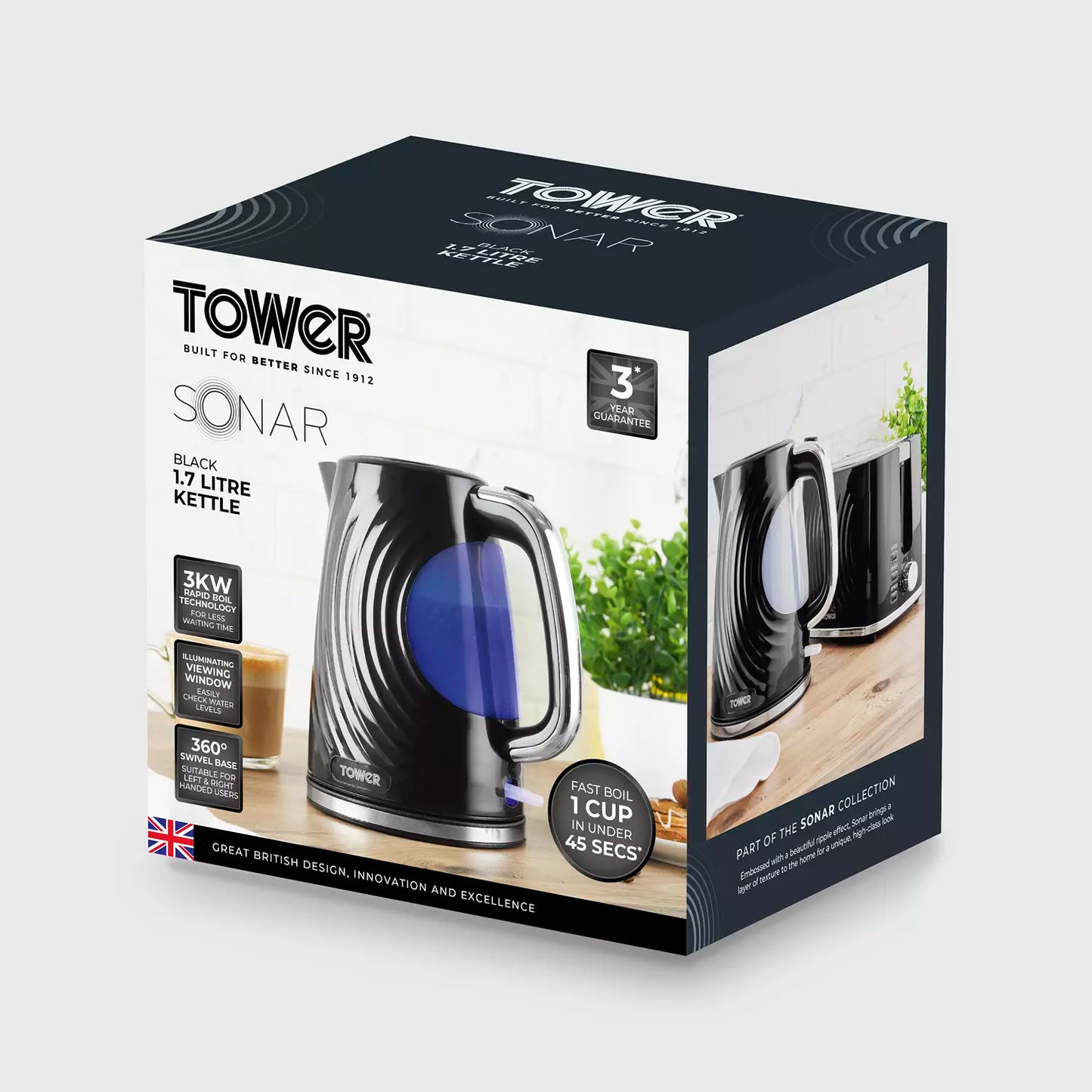 Tower Sonar Kettle Cordless T10083BLK (Black)