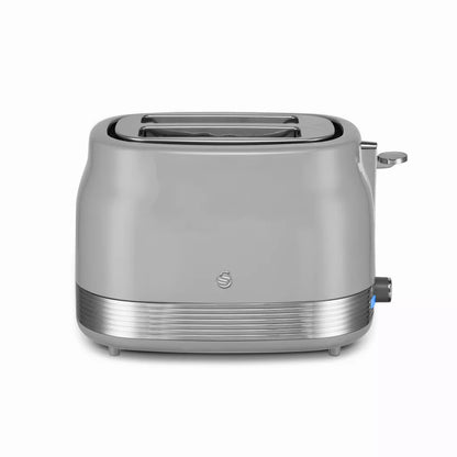 Swan Swan Retro Pyramid Kettle, 2 Slice Toaster & Canisters Kitchen Set (Grey)
